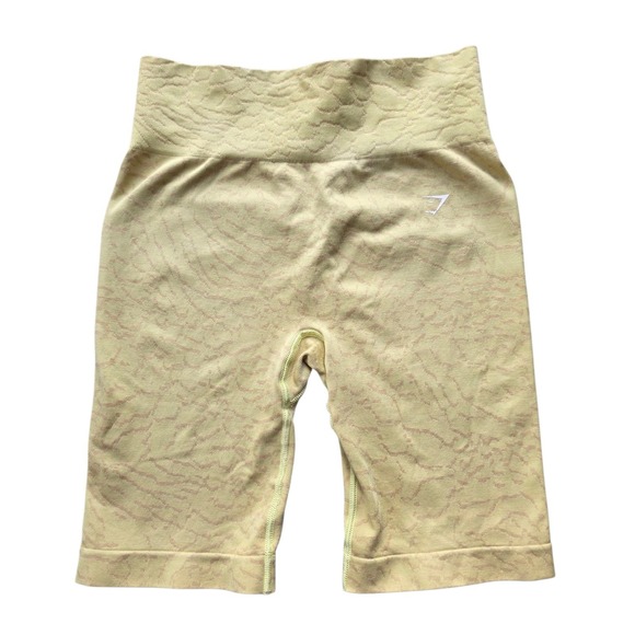 Gymshark Pants - Gymshark Yellow Adapt Animal Seamless Cycling‎ Shorts Ruched Bum L Activewear